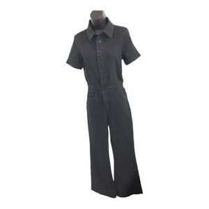 Jessica Simpson cammie black denim flare leg jeans‎ Jumpsuit size 7 brand new
